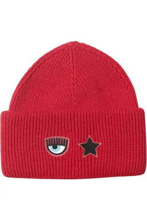 Chiara Ferragni Tilbehør, Dame, Rød, ONE SIZE, Uld, Rød Øje Prydet Filt Hat