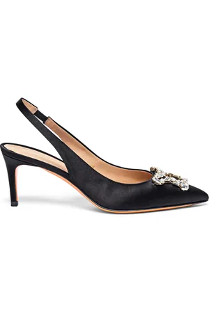 santoni Sko, Dame, Sort, 37 1/2 EU, Satin, Kvinders satin mid-hæl Sibille slingback