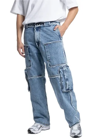 IUTER Jeans, Herre, Blå, W30, Denim, Frynser Denim Cargo Bukser