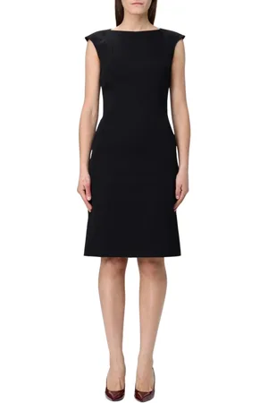 Alexander McQueen Kjole, Dame, Sort, L, Uld, Elegant Sort Sheath Kjole