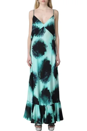 DEL CORE Kjole, Dame, Blå, XS, Turkis Ruffled Hem Maxi Kjole