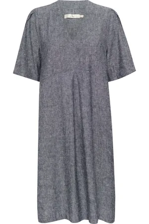 INWEAR Kjole, Dame, Blå, XL, Uld, Kort Kjole Marineblå Melange
