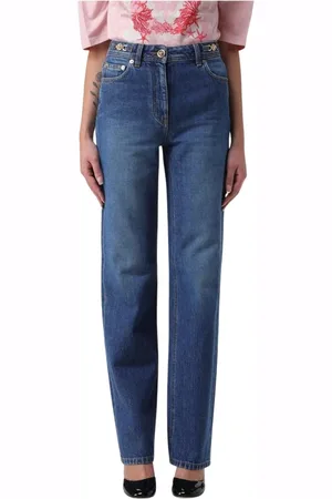 VERSACE Jeans, Dame, Blå, W28, Uld, Blå HighWaisted Straight Jeans
