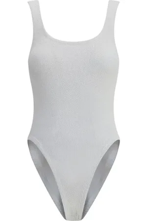 Hunza G Badetøj, Dame, Hvid, ONE SIZE, Polyester, Firkantet Halsudskæring Monokrom Badedragt