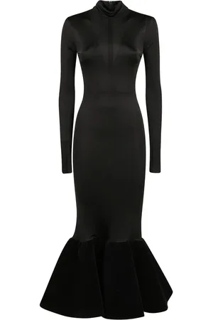 DAVID KOMA Kjole, Dame, Sort, XS, Velour Midi Kjole