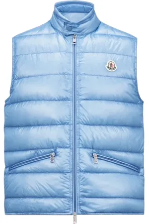 Moncler Jakke, Herre, Blå, L, Uld, Lysblå Pakbar Dunvest