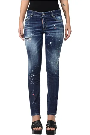 Dsquared2 Jeans, Dame, Blå, M, Bomuld, Splatmaling Jeans til Kvinder