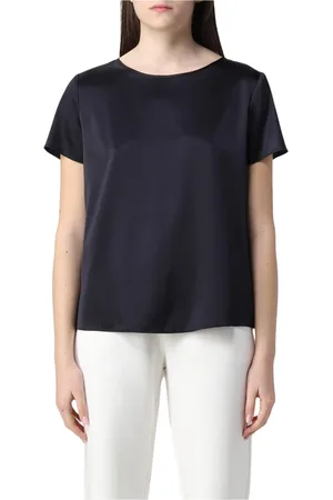 Emporio Armani Bluser & Skjorter, Dame, Sort, M, Satin, Sort Silke Satin Bluse
