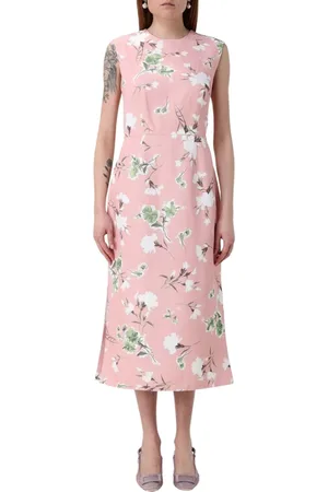 Erdem Kjole, Dame, Lyserød, L, Uld, Delikat Blomstret Blonde Midi Kjole
