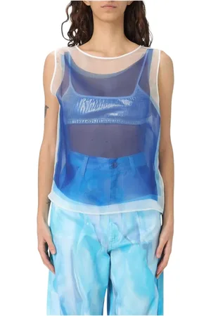 Khrisjoy Top, Dame, Blå, XS, Organza, Blå Organza Ærmeløs Statement Top