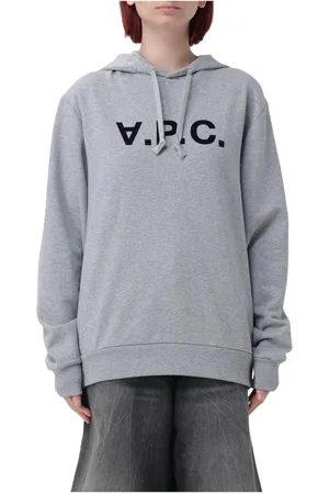 A.P.C. Sweathshirts & Hoodies, Dame, Grå, S, Bomuld, Grå Logo Hoodie Afslappet Pasform