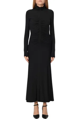 Pinko Kjole, Dame, Sort, L, Elegant Ruched Midi Jersey Kjole