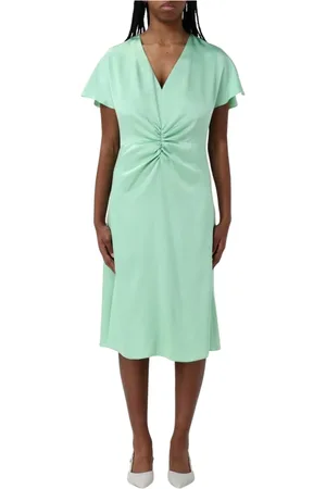HUGO BOSS Kjole, Dame, Grøn, 2XS, V-Neck Cinched Waist Boss Kjole