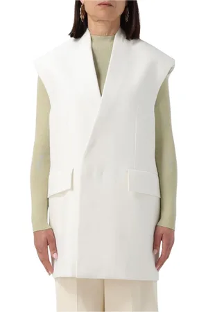 Jil Sander Jakke, Dame, Hvid, 2XS, Uld, Hvid Ærmeløs Vest Blazer Vest