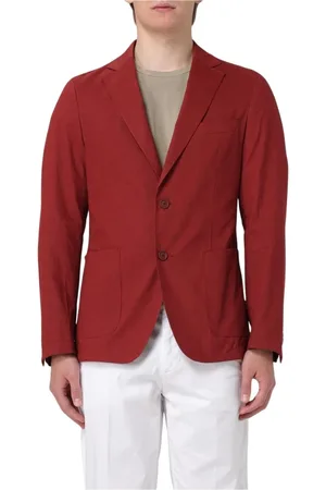 HUGO BOSS Jakke, Herre, Rød, XL, Linned, Blåt Linnedblazer Moderne Stil