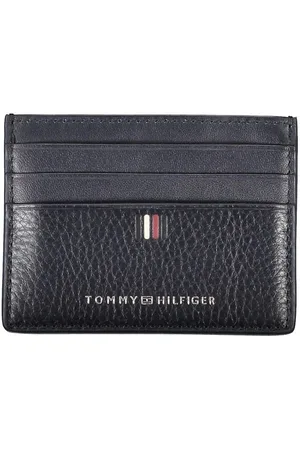 Tommy Hilfiger Tilbehør, Herre, Blå, ONE SIZE, Læder, Blåt læderkortholder med kontrastdetaljer