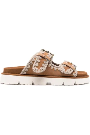 Mou Sko, Dame, Brun, 37 EU, Læder, Brune Læder Sandaler med 2 Stropper