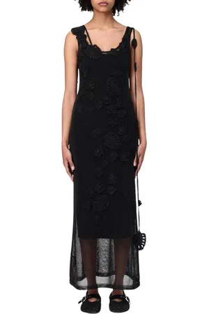 Cult Gaia Kjole, Dame, Sort, M, Bomuld, Elegant Sort Maxi Hæklet Kjole