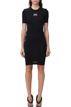 VERSACE Kjole, Dame, Sort, XS, Uld, Elegant Sort Bodycon Mini Kjole