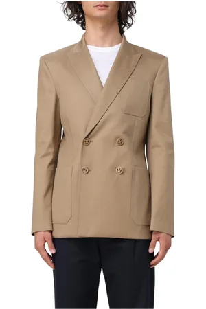 VALENTINO Jakke, Herre, Grøn, L, Bomuld, Beige Bomuld Dobbelt Brystet Blazer