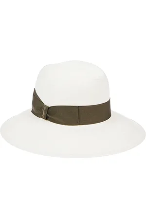 Borsalino Tilbehør, Dame, Hvid, M, Grøn bredskygget stråhat