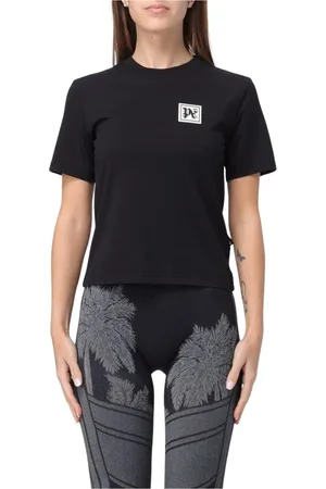 Palm Angels Top, Dame, Sort, XS, Bomuld, Sort Logo T-shirt til kvinder