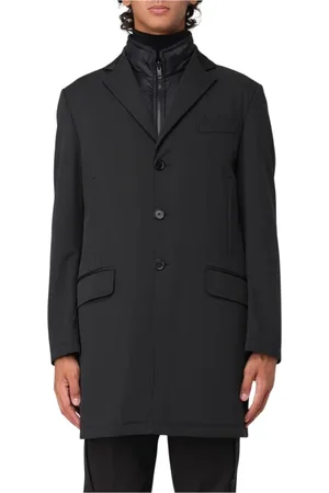 FAY Frakke, Herre, Sort, 2XL, Klassisk Sort Frakke Aftagelig For