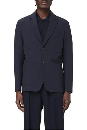 Emporio Armani Jakke, Herre, Blå, S, Bomuld, Marineblå Bomuldsblazer med Lommer
