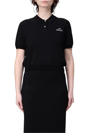 Alexander Wang Top, Dame, Sort, XS, Nylon, Sort Strikket Polo Skjorte
