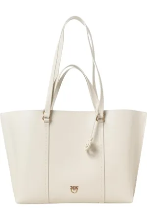 Pinko Taske, Dame, Hvid, ONE SIZE, Uld, Stilfuld Stor Læder Tote Taske