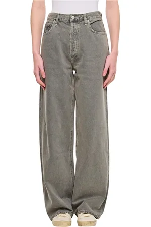 AGOLDE Jeans, Dame, Grå, W28, Bomuld, Grå Wide Leg Jeans
