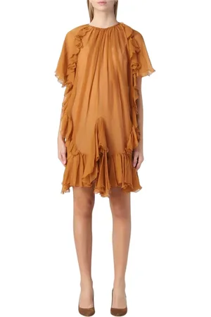 Dsquared2 Kjole, Dame, Gul, 2XS, Ruffle Mini Kjole i Ocher