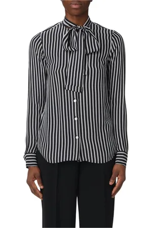 Michael Kors Bluser & Skjorter, Dame, Sort, XL, Stribet silkebluse med sløjfe