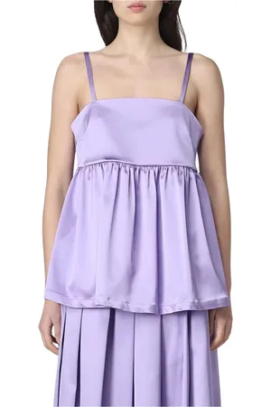 SEMICOUTURE Top, Dame, Lilla, L, Satin, Elegant Satin Cami Top