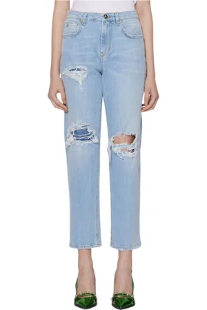 John Richmond Jeans, Dame, Blå, W29, Bomuld, Jeans med revner foran