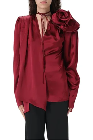 MAGDA BUTRYM Bluser & Skjorter, Dame, Rød, S, Rød Silke Button-Up Skjorte
