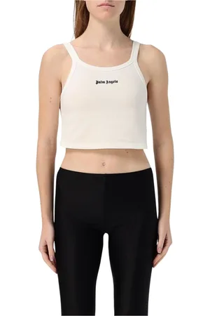 Palm Angels Top, Dame, Hvid, XS, Bomuld, Ribbet Tank Top
