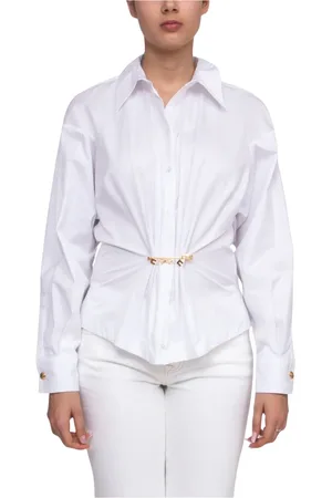 Elisabetta Franchi Bluser & Skjorter, Dame, Hvid, L, Uld, Hvid Dameskjorte Stilfuld Mode