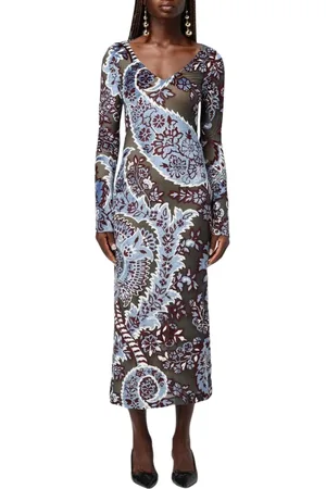 Etro Kjole, Dame, Flerfarvet, XS, Elegant Velvet Midi Kjole