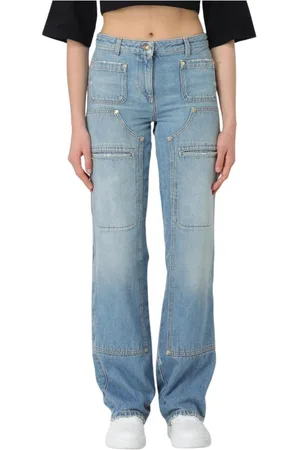 Palm Angels Jeans, Dame, Blå, W27, Uld, Stilfulde Utility Pocket Jeans