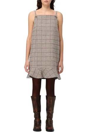 Ganni Kjole, Dame, Flerfarvet, L, Uld, Ruffle Hem Mini Kjole