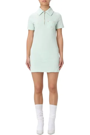 Palm Angels Kjole, Dame, Grøn, L, Bomuld, Mint Polo Kjole Lynlås Lukning