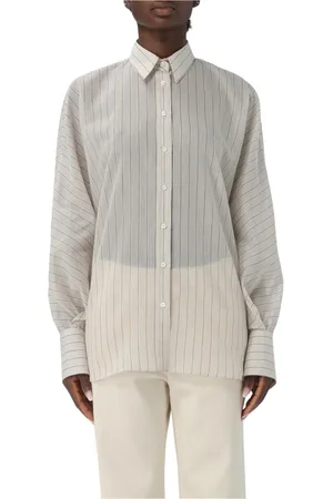 Brunello Cucinelli Bluser & Skjorter, Dame, , S, Elegant Stribet Silkeskjorte