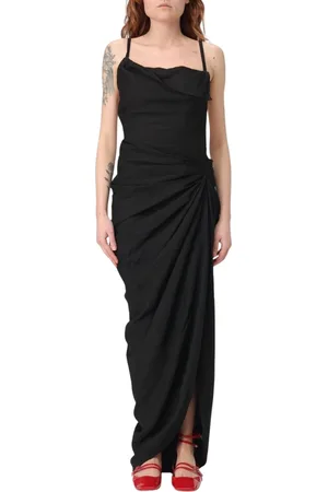 Jacquemus Kjole, Dame, Sort, XS, Sort Asymmetrisk Midi Kjole
