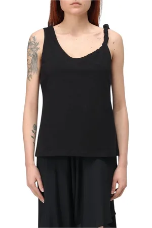 FEDERICA TOSI Top, Dame, Sort, M, Hvid Ærmeløs Knude Top