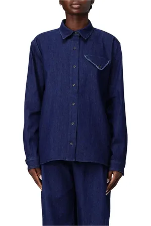 THE GARMENT Bluser & Skjorter, Dame, Blå, M, Uld, Blå Striktrøje med Klassisk Design