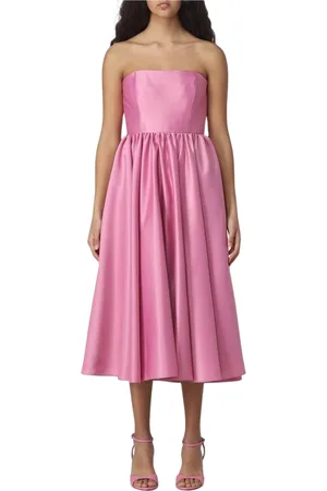 Pinko Kjole, Dame, Lyserød, 2XS, Satin, Elegant A-Line Midi Kjole