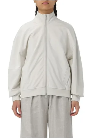 Brunello Cucinelli Sweathshirts & Hoodies, Dame, Hvid, XS, Læder, Hvid ZipUp Track Jacket