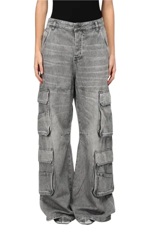 Diesel Jeans, Dame, Grå, W24, Grå Cargo Jeans til Kvinder