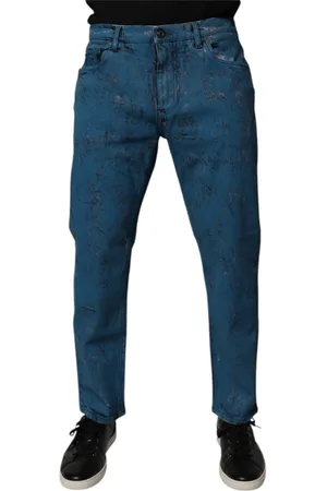 Dolce & Gabbana Jeans, Herre, Blå, M, Denim, Blå Tie Dye Skinny Denim Jeans